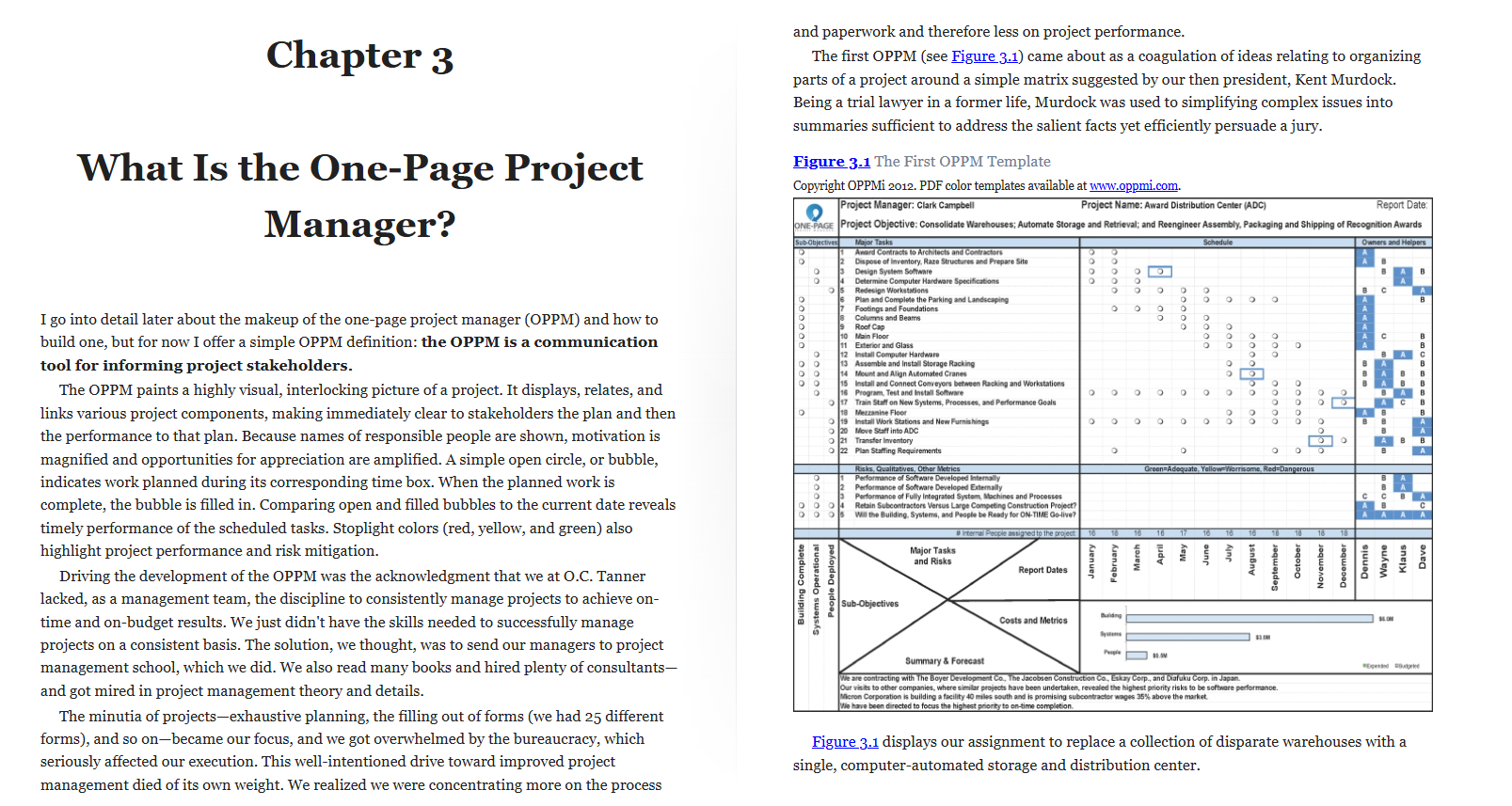 Traditional One-Page Project Manager example